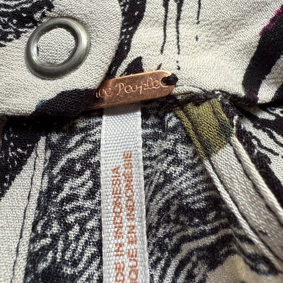 Free People Size M Halter Black Abstract Driftaway Cold Shoulder Tunic Top Dress - Picture 7 of 15